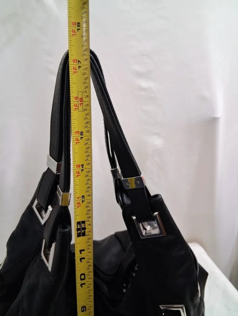 Michael Kors Smooth Black Leather Hobo Bag W/ Silver Hardware